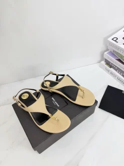 Alternative view of SAINT LAURENT Sandals & Mules Leather (Beige-Black) EU35-42 B40202606033060109