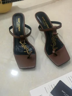 Alternative view of SAINT LAURENT Sandals & Mules Leather (Brown-Black) EU35-40 B40202606033071109