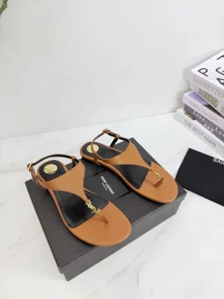 Alternative view of SAINT LAURENT Sandals & Mules Leather (Brown-Black) EU35-42 B40202606033069109