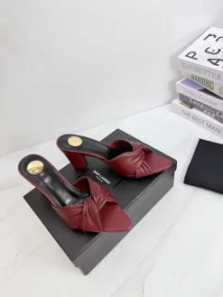 Alternative view of SAINT LAURENT Sandals & Mules Leather (Burgundy) EU35-42 B40202606033063109