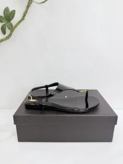 SAINT LAURENT Sandals & Mules Patent Leather (Black-Gold) EU35-42 B40202606033073109
