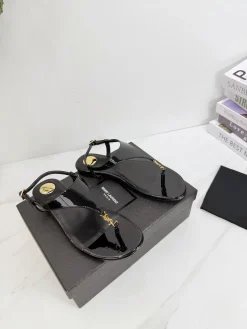 Alternative view of SAINT LAURENT Sandals & Mules Patent Leather (Black-Gold) EU35-42 B40202606033073109