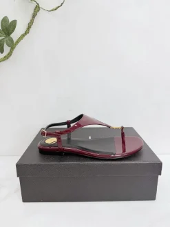 SAINT LAURENT Sandals & Mules Patent Leather (Burgundy-Black-Gold) EU35-42 B40202606033074109