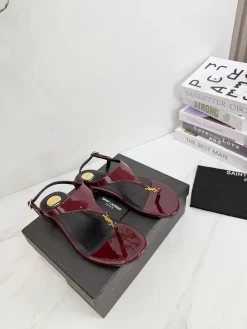 Alternative view of SAINT LAURENT Sandals & Mules Patent Leather (Burgundy-Black-Gold) EU35-42 B40202606033074109