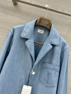 Alternative view of SAINT LAURENT Shirts & Polos Denim (Light blue) S-M-L B75202606010833119