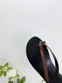 Alternative view of SAINT LAURENT Slides & Slippers Leather (Black-Brown) EU35-42 B40202606033087109