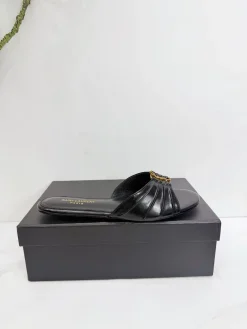 SAINT LAURENT Slides & Slippers Leather (Black) EU35-42 B20202606033099109