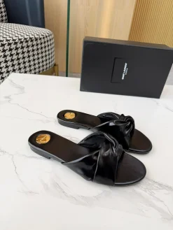 Alternative view of SAINT LAURENT Slides & Slippers Leather (Black-Gold) EU35-43 B0520260603309899
