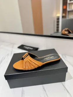 SAINT LAURENT Slides & Slippers Leather (Brown-Black) EU35-42 B40202606033079109