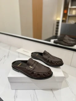 Alternative view of SAINT LAURENT Slides & Slippers Leather (Brown-Black) EU35-45 C10202606033089129