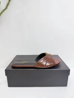 SAINT LAURENT Slides & Slippers Leather (Brown-Black-Gold) EU35-42 B20202606033088109