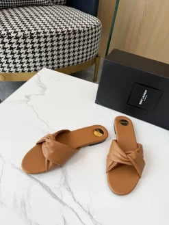 Alternative view of SAINT LAURENT Slides & Slippers Leather (Brown) EU35-43 B0520260603310399