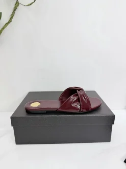 SAINT LAURENT Slides & Slippers Leather (Burgundy) EU35-42 B40202606033105109