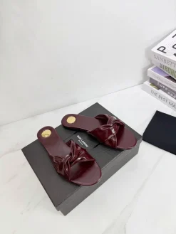 Alternative view of SAINT LAURENT Slides & Slippers Leather (Burgundy) EU35-42 B40202606033105109