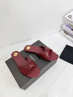 Alternative view of SAINT LAURENT Slides & Slippers Leather (Burgundy) EU35-42 B40202606033106109