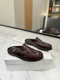 Alternative view of SAINT LAURENT Slides & Slippers Leather (Burgundy) EU35-45 C10202606033108129