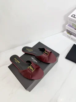 Alternative view of SAINT LAURENT Slides & Slippers Leather (Burgundy-Gold) EU35-42 B20202606033109109