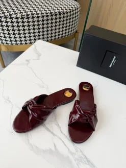 Alternative view of SAINT LAURENT Slides & Slippers Leather (Burgundy-Gold) EU35-43 B0520260603309099