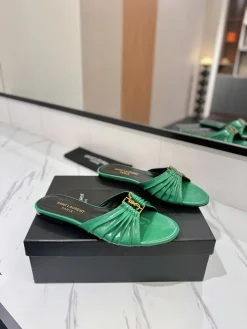 Alternative view of SAINT LAURENT Slides & Slippers Leather (Green-Black-Gold) EU35-42 B40202606033114109