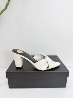 SAINT LAURENT Slides & Slippers Leather (White-Black-Gold) EU35-42 B40202606033112109