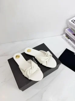 Alternative view of SAINT LAURENT Slides & Slippers Leather (White) EU35-42 B40202606033110109