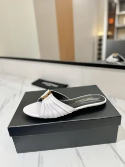 SAINT LAURENT Slides & Slippers Leather (White-Gold-Black) EU35-42 B40202606033086109