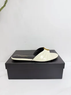 SAINT LAURENT Slides & Slippers Patent Leather (White-Black-Gold) EU35-42 B20202606033081109