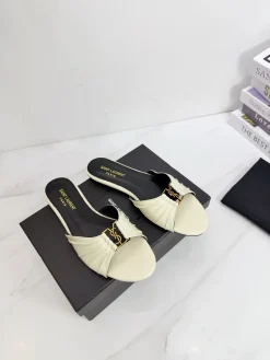 Alternative view of SAINT LAURENT Slides & Slippers Patent Leather (White-Black-Gold) EU35-42 B20202606033081109