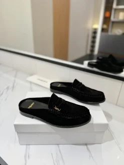 Alternative view of SAINT LAURENT Slides & Slippers Suede (Black) EU35-45 C10202606033115129