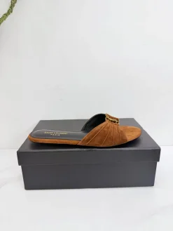 SAINT LAURENT Slides & Slippers Suede (Brown-Black-Gold) EU35-42 B20202606033122109