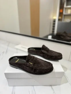 Alternative view of SAINT LAURENT Slides & Slippers Suede (Brown) EU35-45 C10202606033117129