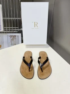 Alternative view of THE ROW Slides & Slippers Leather (Brown-Beige-Black) EU35-40 A7020260603312789
