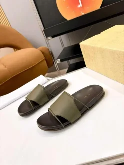 Alternative view of THE ROW Slides & Slippers Leather (Olive Green-Brown) EU35-41 A8020260603312399