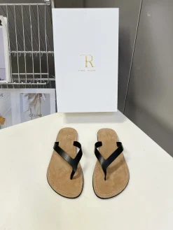 Alternative view of THE ROW Slides & Slippers Leather-Suede (Black-Beige) EU35-40 A7020260603312589