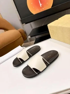 THE ROW Slides & Slippers Leather (White-Brown-Black) EU35-41 A8020260603312699