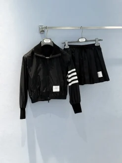 THOM BROWNE Coats & Jackets Polyester (Black-White) S-M-L C20202606011097139