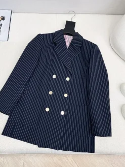 THOM BROWNE Coats & Jackets Wool (Navy-White) S C25202606010764139