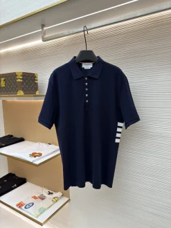 THOM BROWNE Shirts & Polos Cotton (Navy Blue-White) 1-4 B00202606131183109
