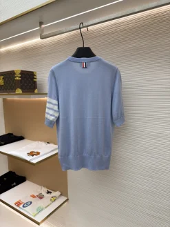 Alternative view of THOM BROWNE Sweaters & Knitwear Knit (Light Blue-White) 0-2 A6020260613116089