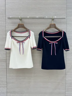 THOM BROWNE T-shirts & Vests Knit (White-Black-Red-Blue) S-L C30202606010447139
