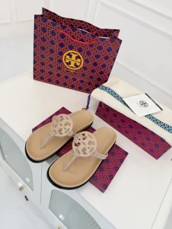 Alternative view of TORY BURCH Sandals & Mules Leather-Rhinestone (Beige-Black) EU35-41 A6020260603324089