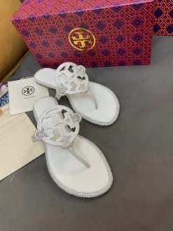 Alternative view of TORY BURCH Sandals & Mules Leather-Rhinestone (White-Silver) EU35-42 A4020260603313689