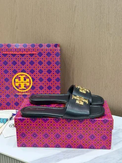 TORY BURCH Slides & Slippers Leather (Black-Gold) EU36-42 A4020260603314989