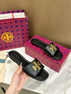 Alternative view of TORY BURCH Slides & Slippers Leather (Black-Gold) EU36-42 A4020260603314989