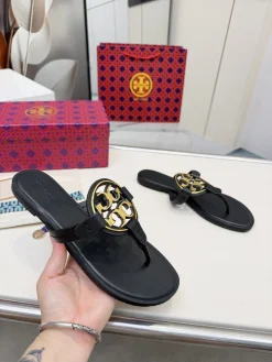 TORY BURCH Slides & Slippers Leather (Black-Gold) EU36-42 A5020260603325989