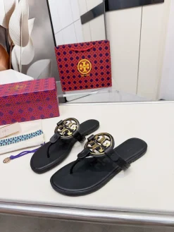 Alternative view of TORY BURCH Slides & Slippers Leather (Black-Gold) EU36-42 A5020260603325989