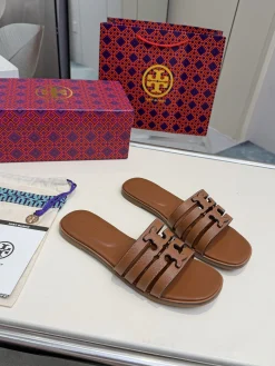 Alternative view of TORY BURCH Slides & Slippers Leather (Brown-Black-White) EU36-42 A4020260603315089