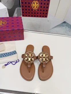 Alternative view of TORY BURCH Slides & Slippers Leather (Brown-Gold-Black) EU36-42 A5020260603315189