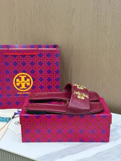 TORY BURCH Slides & Slippers Leather (Burgundy-Gold) EU36-42 A4020260603315389