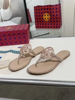 Alternative view of TORY BURCH Slides & Slippers Leather-Rhinestone (Pink-Silver) EU35-42 A4020260603314589
